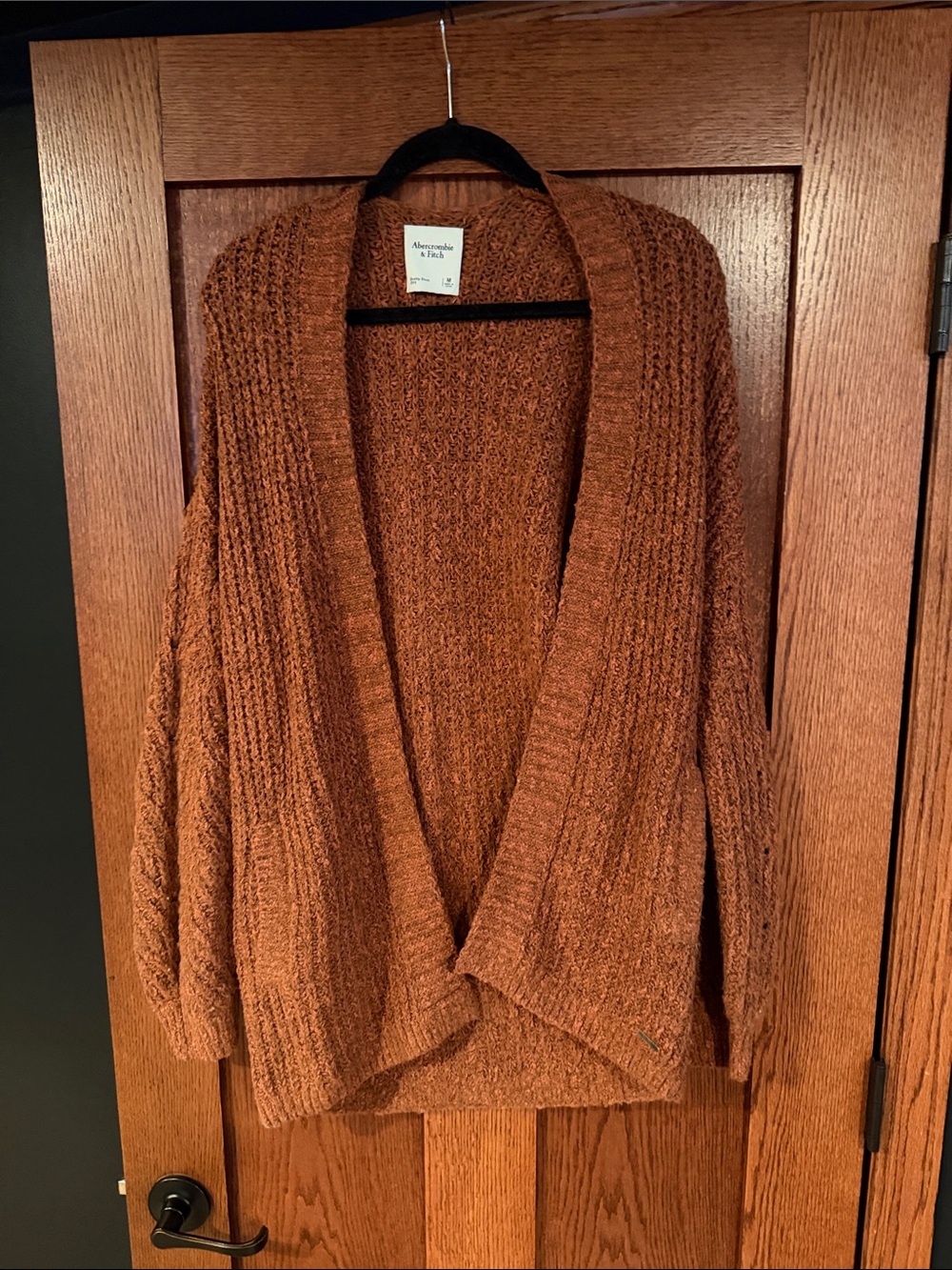 Abercrombie & Fitch Women's Rust Open-Front Cozy Knit Cardigan